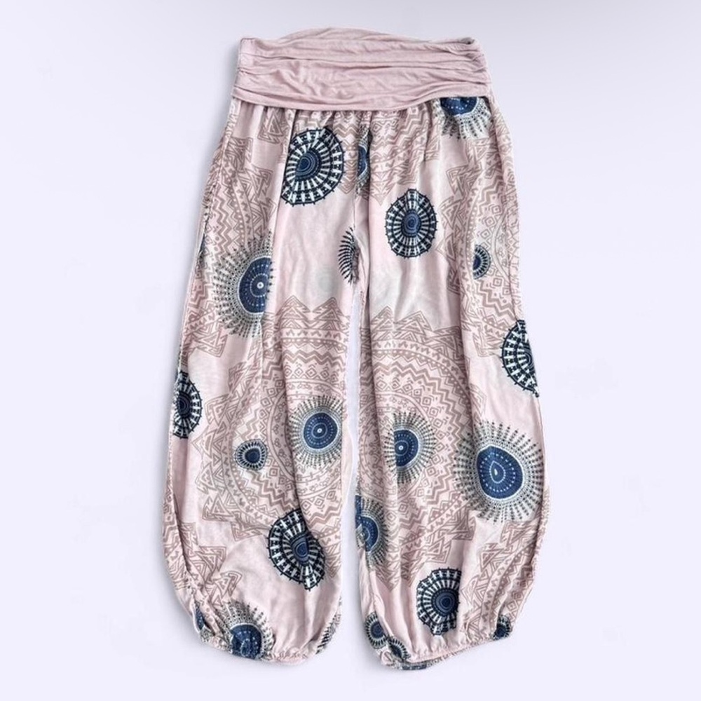 Made in Italy Beyond Capri Pink Rayon Printed Wide Leg Pants S